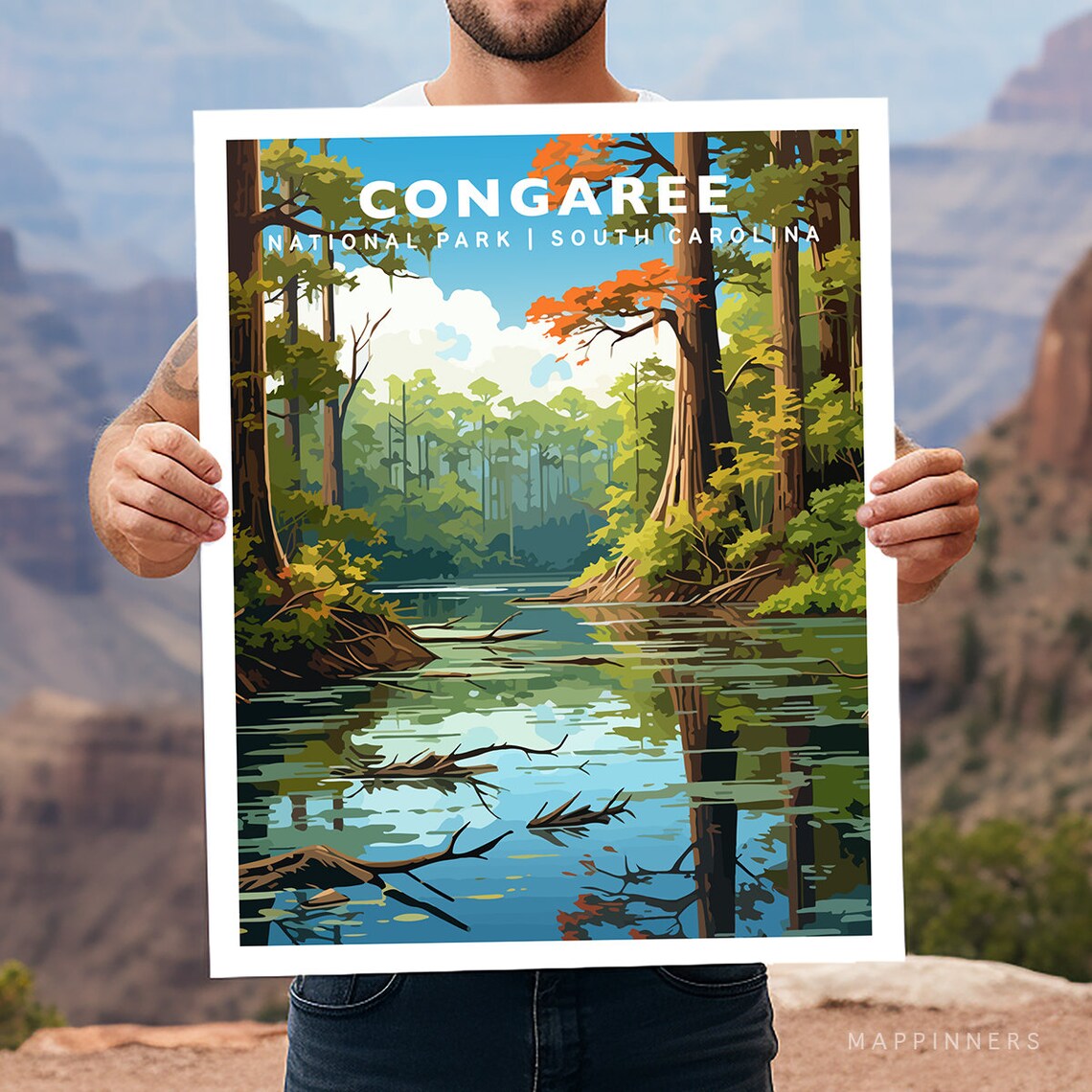 Congaree National Park South Carolina Cypress Swamp Travel Poster
