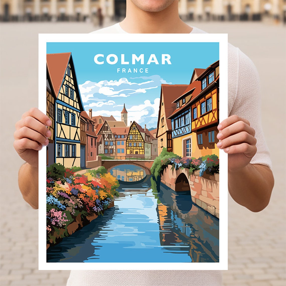 Colmar Little Venice Canal Half Timbered France Travel Poster