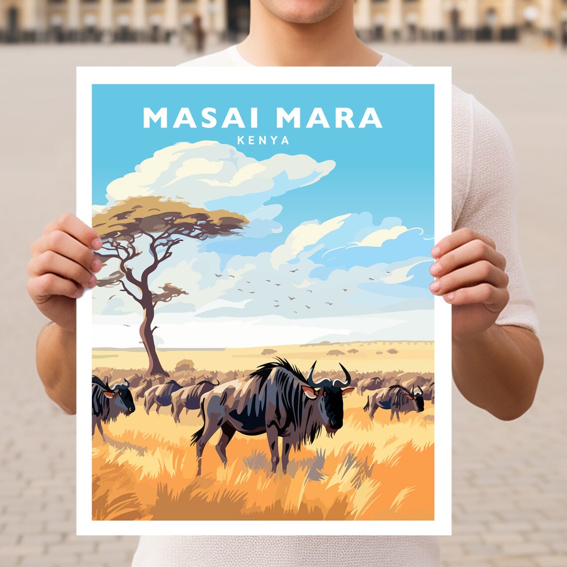 Masai Mara National Reserve Kenya Travel Poster