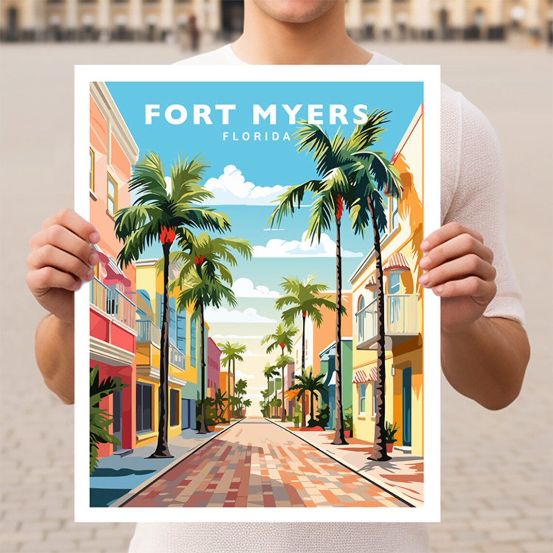 Fort Myers Florida Travel Poster, Florida Wall Decor