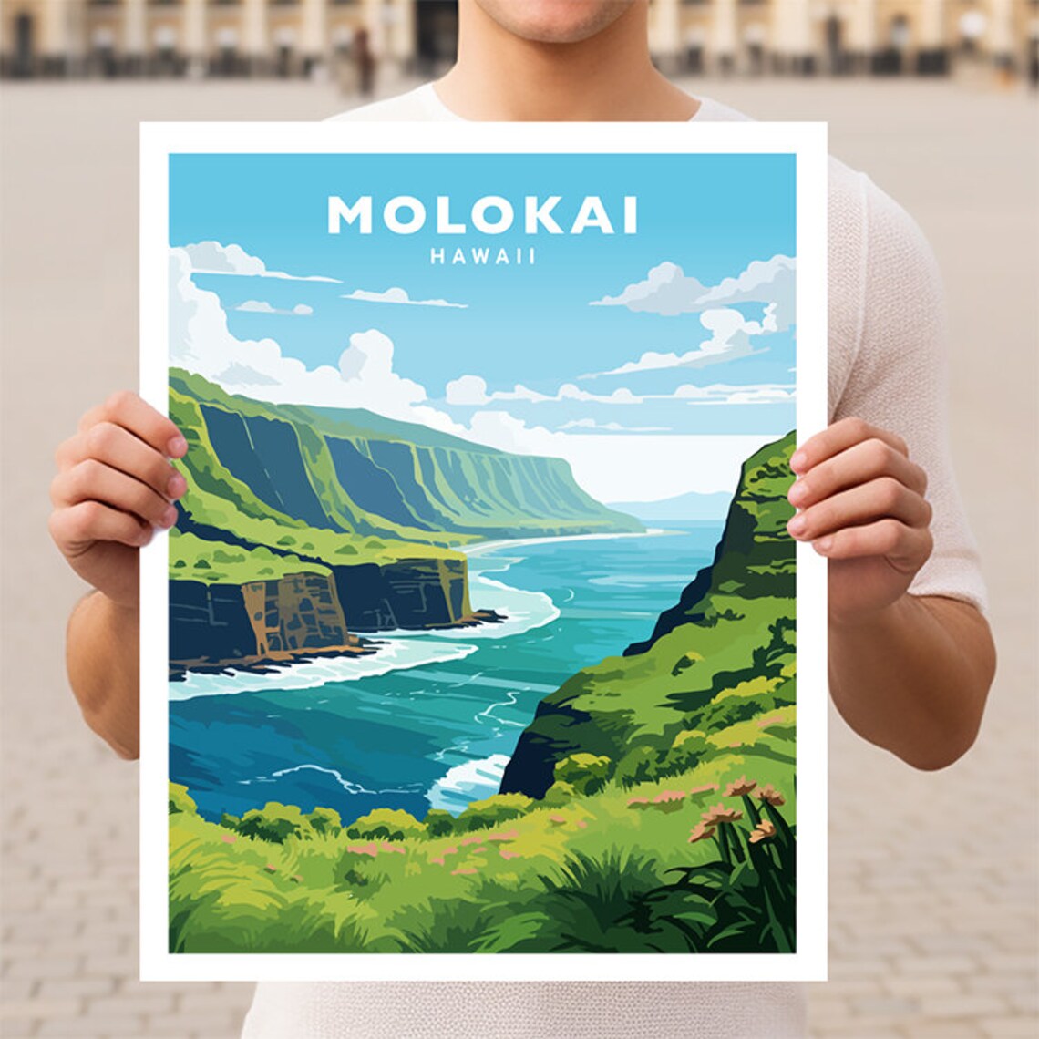 Molokai Hawaii Travel Poster, USA & Americas