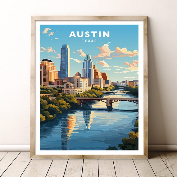 Austin Texas Travel Poster, USA Destination Art