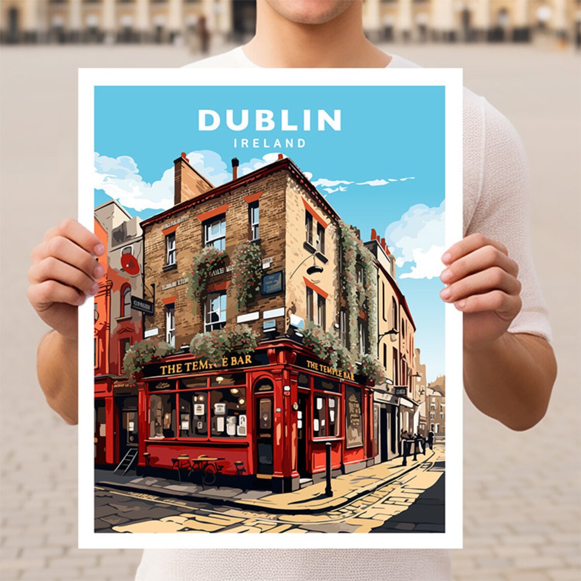 Dublin Ireland Travel Poster, Europe Wall Art