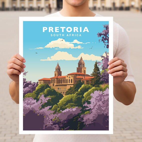 Pretoria South Africa Travel Poster, World Cultural Art