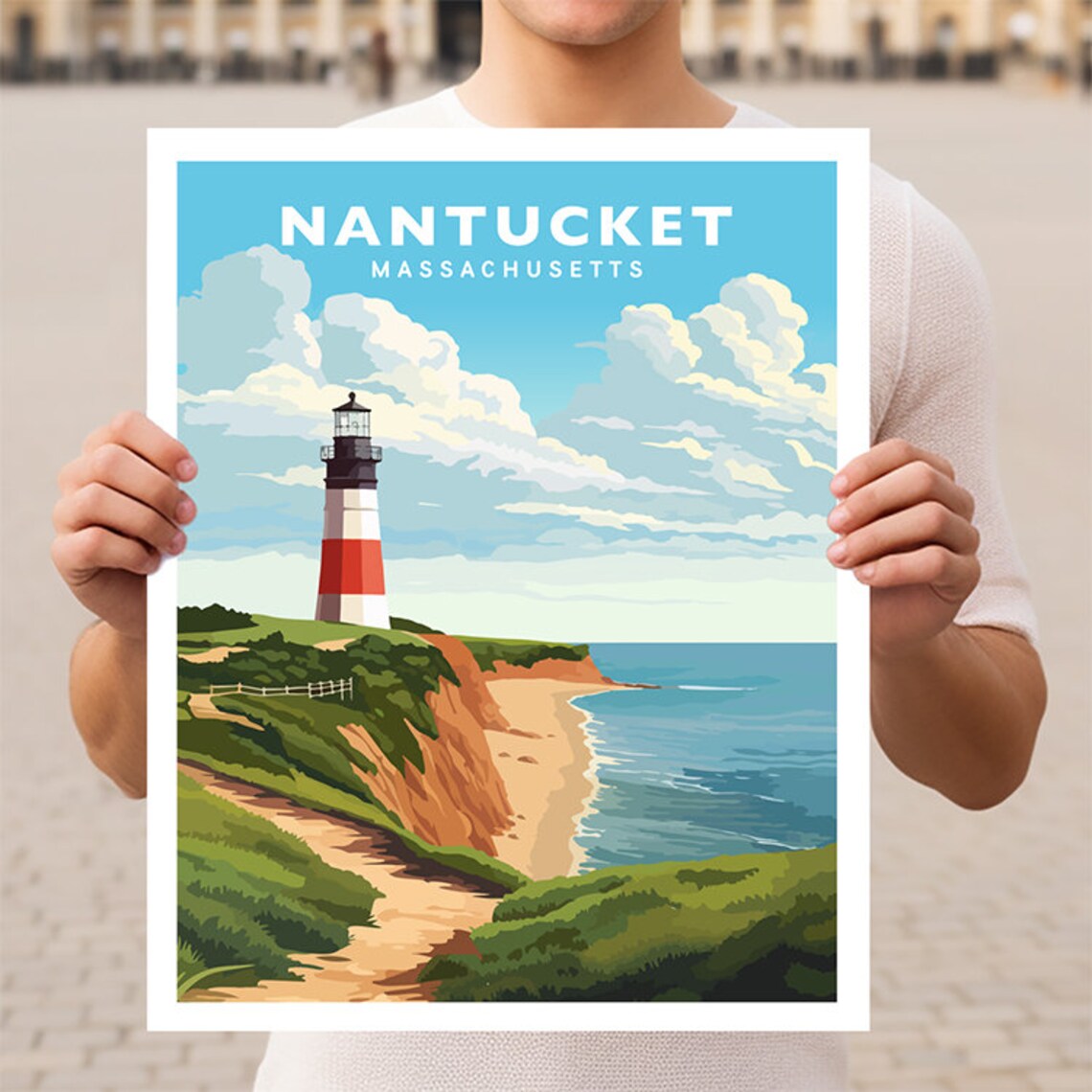 Nantucket Massachusetts Travel Poster, Wall Art Print