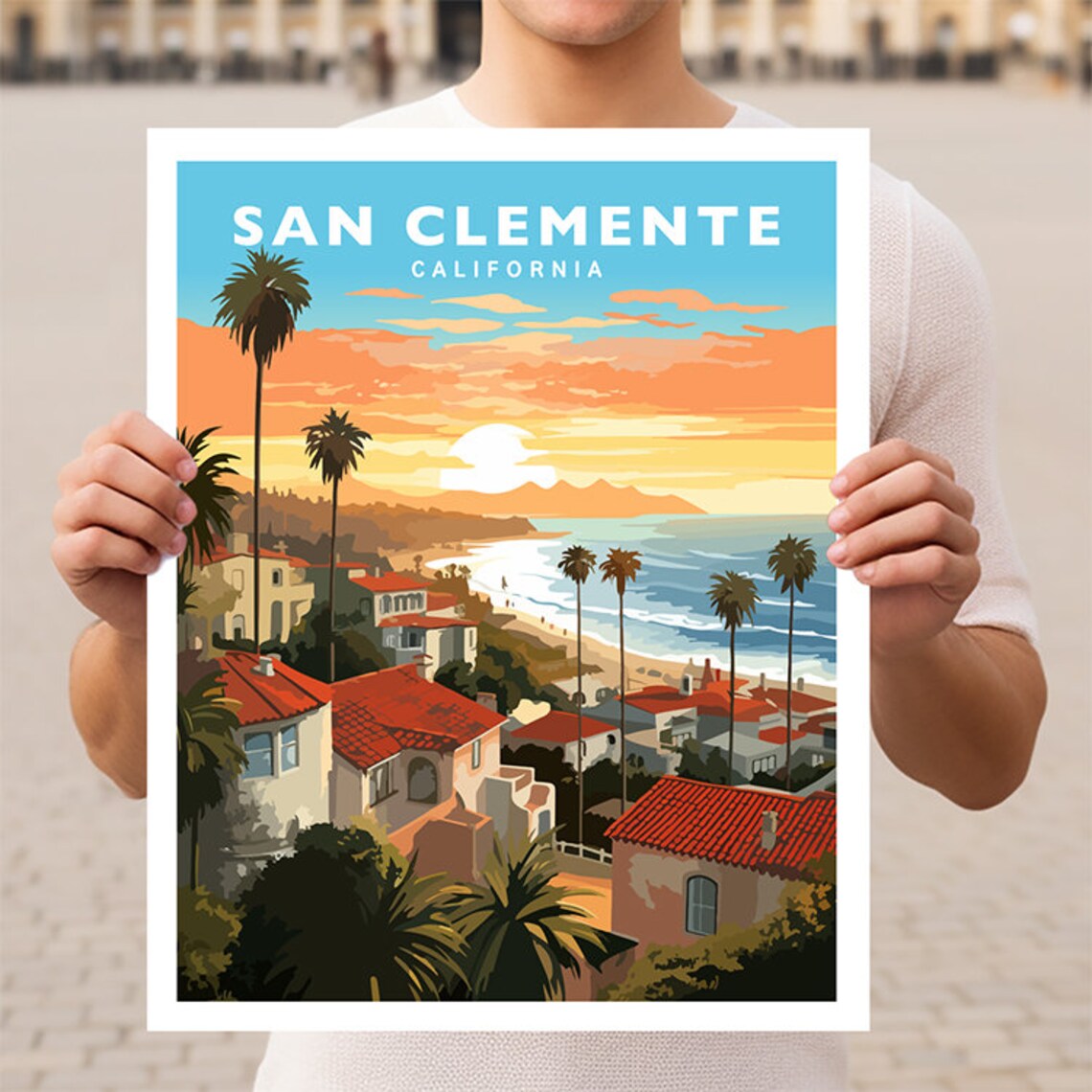 San Clemente California Travel Poster, Place-Inspired Art