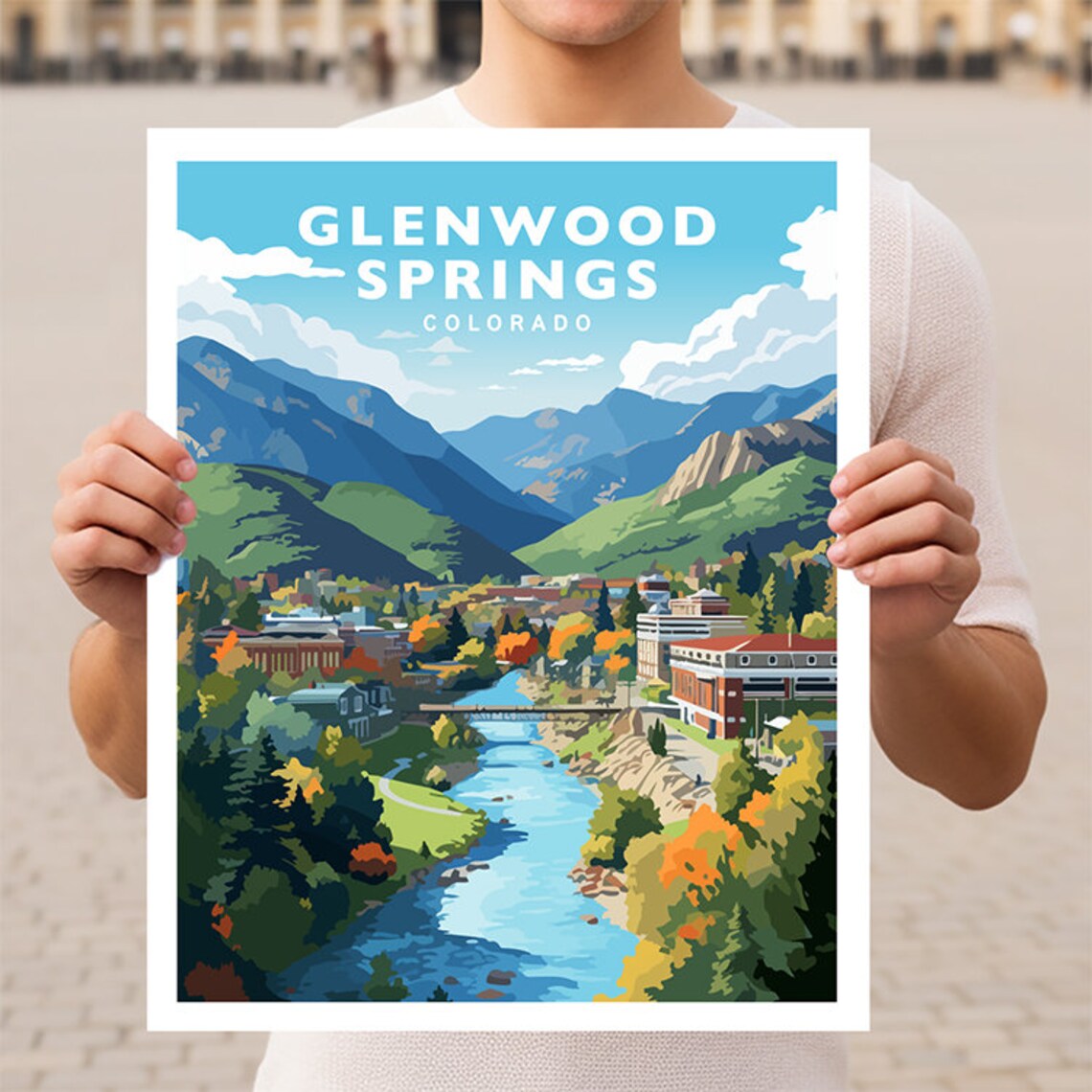 Glenwood Springs Colorado Travel Poster, Mountain Town