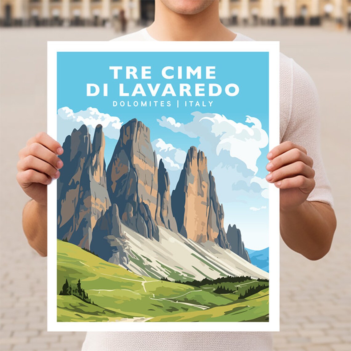 Tre Cime Di Lavaredo, Dolomites Italy Travel Poster