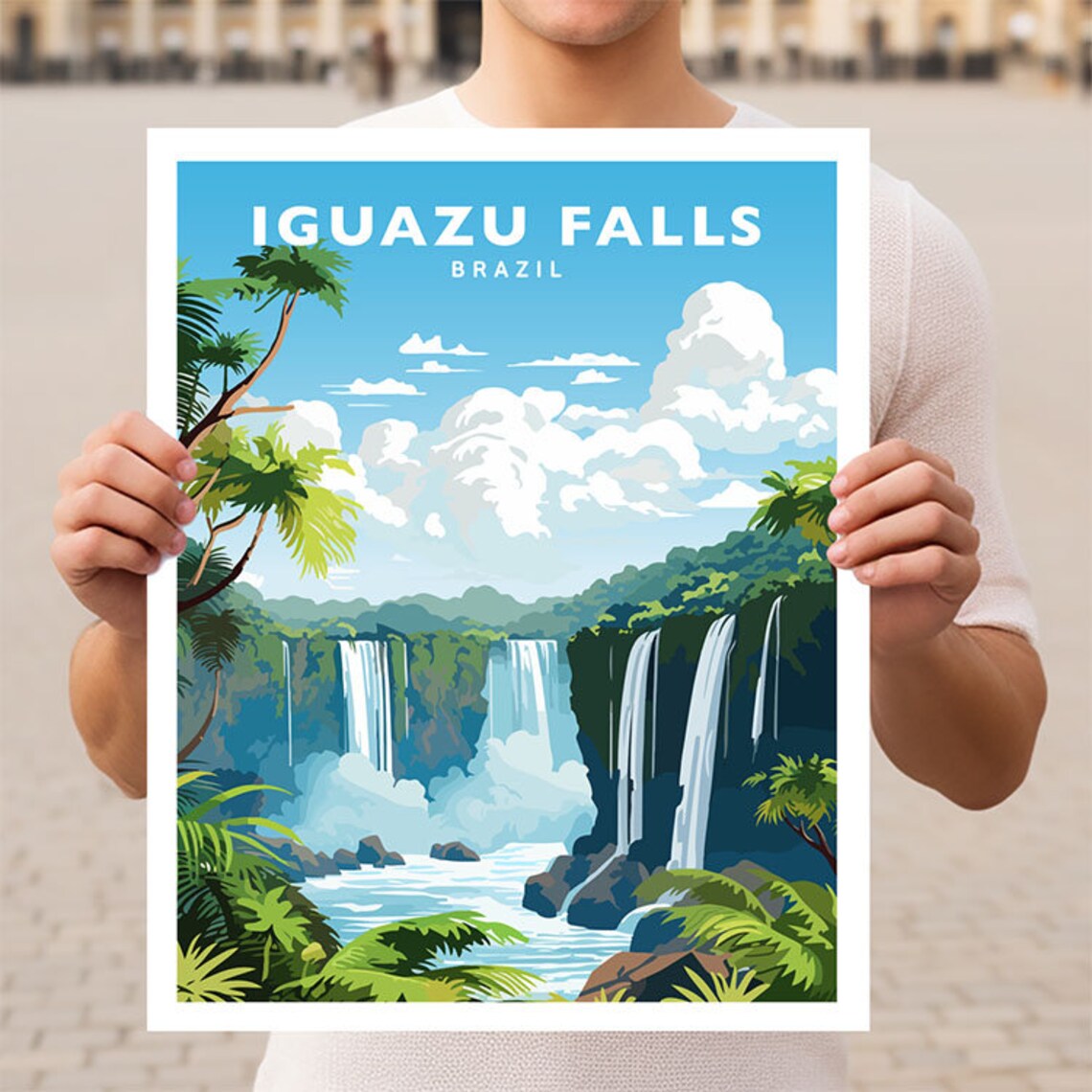 Iguazu Falls Travel Poster, Brazil Wall Art