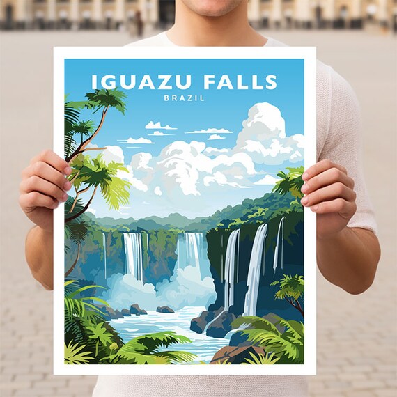 Iguazu Falls Travel Poster, Brazil Wall Art