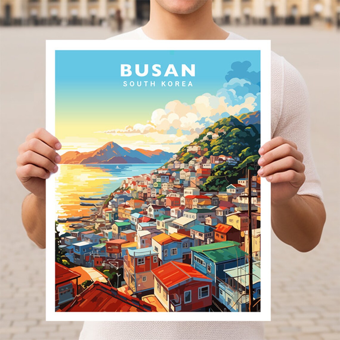 Busan South Korea Travel Poster, Place for Maps