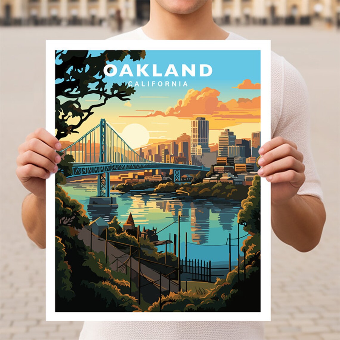 Oakland California Travel Poster, California Place Print
