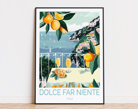Dolce Far Niente Italy Travel Poster, Lemons Coast