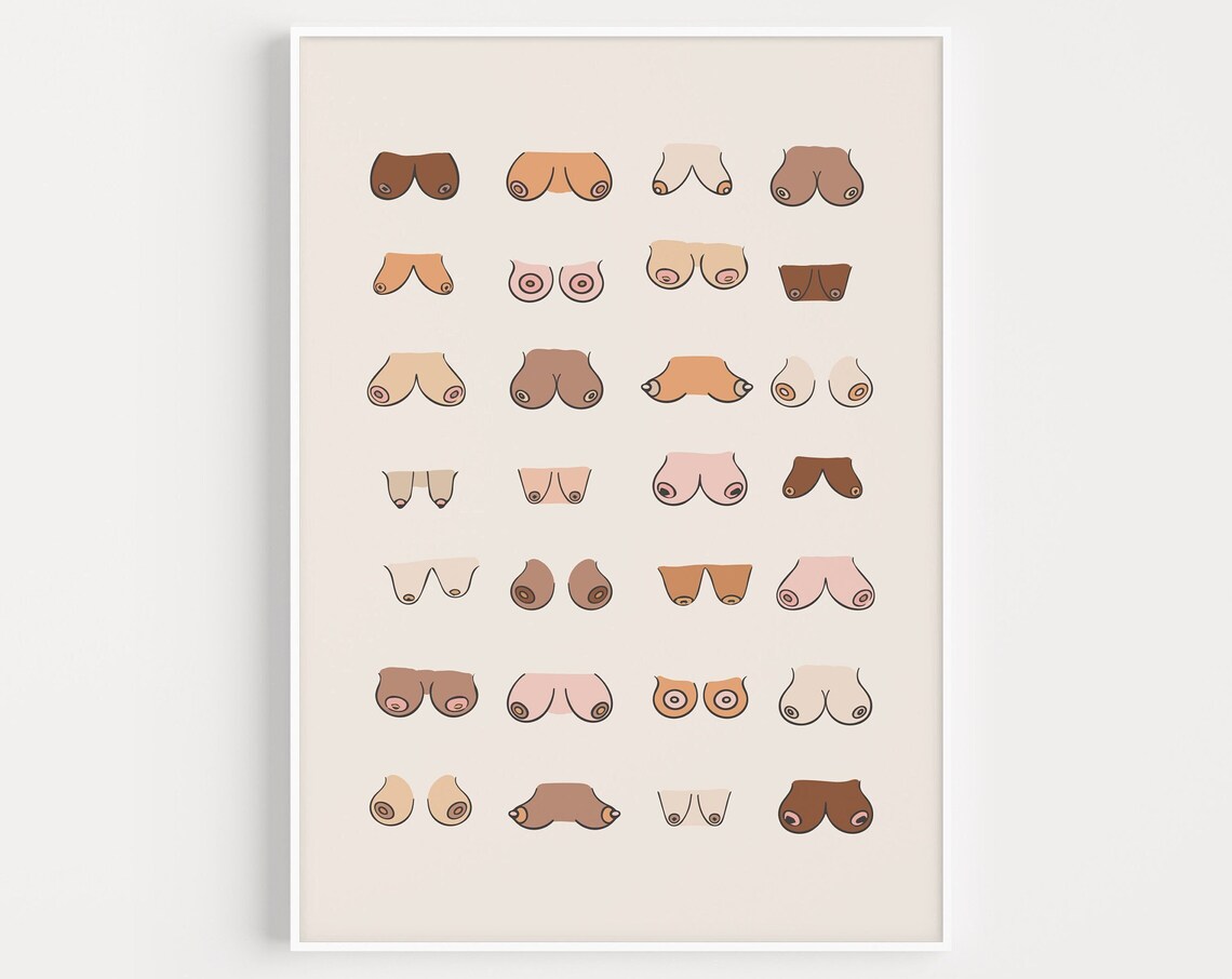 Boobs Funny Birthday Bathroom Humor Wall Art Print