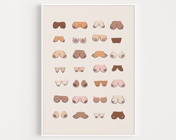 Boobs Funny Birthday Bathroom Humor Wall Art Print