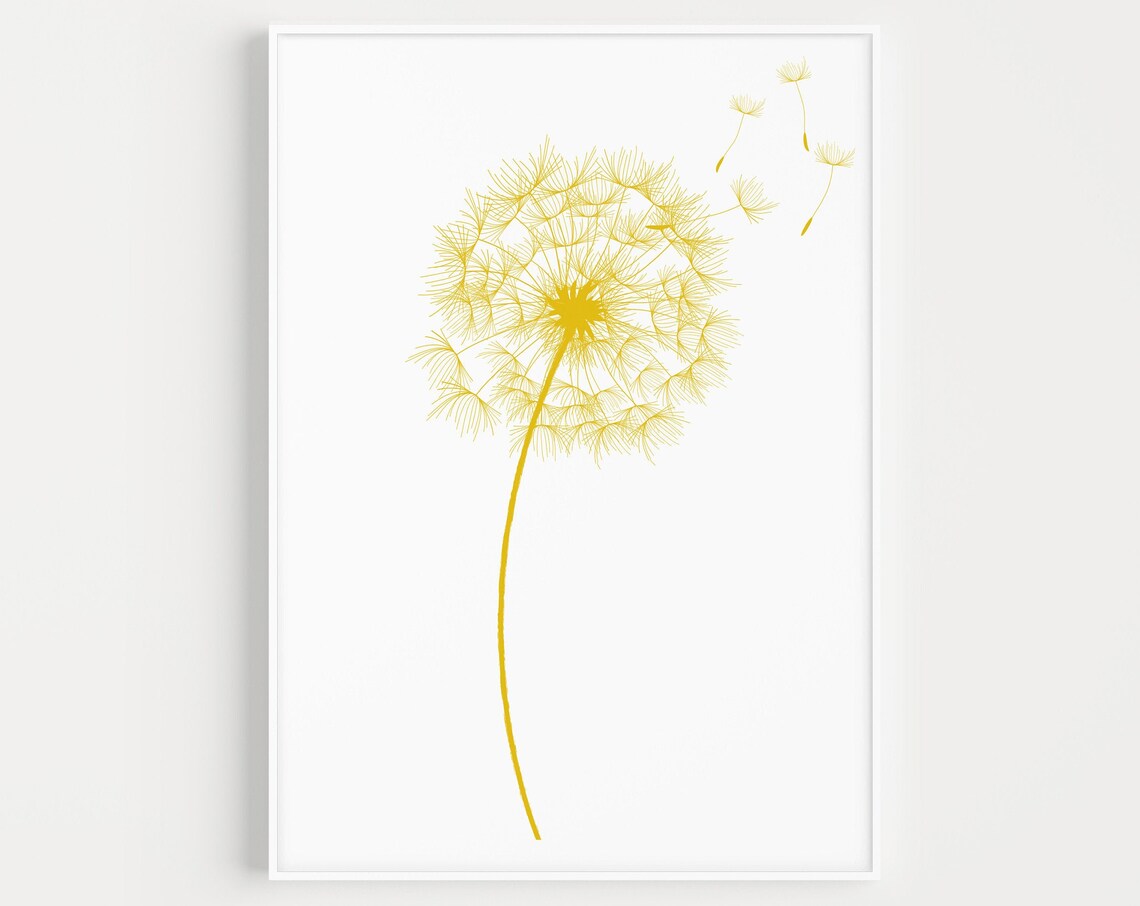 Minimalist Dandelion Wall Art Print, Modern Poster