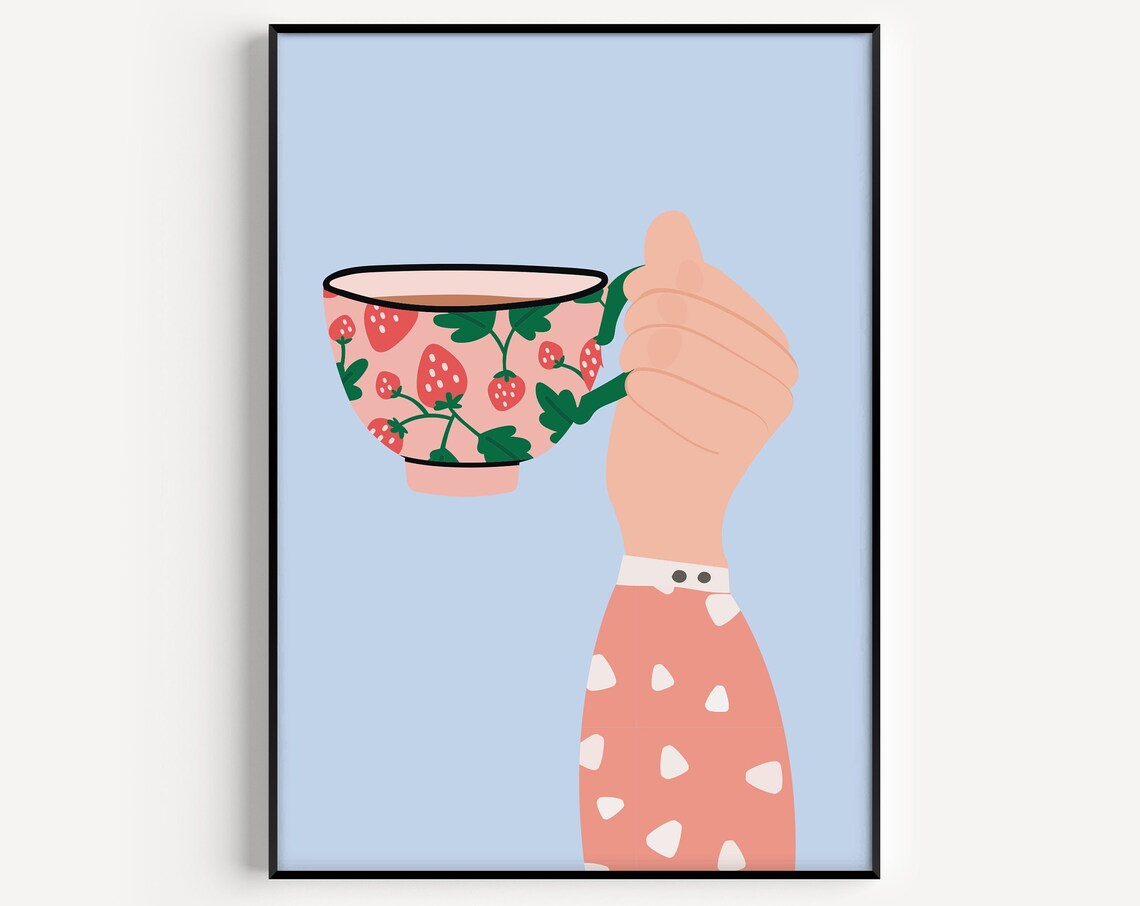 Kitchen Wall Art Tea Print Art Coffee Gift Coffee Print Kitchen Kitchen Print Kitchen Art Wall Art Print Blue