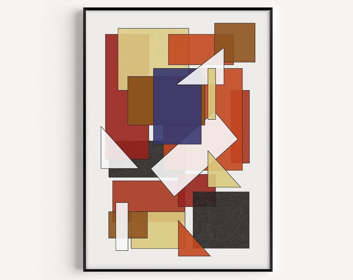 Mid-Century Abstract Art Print, Retro Modern