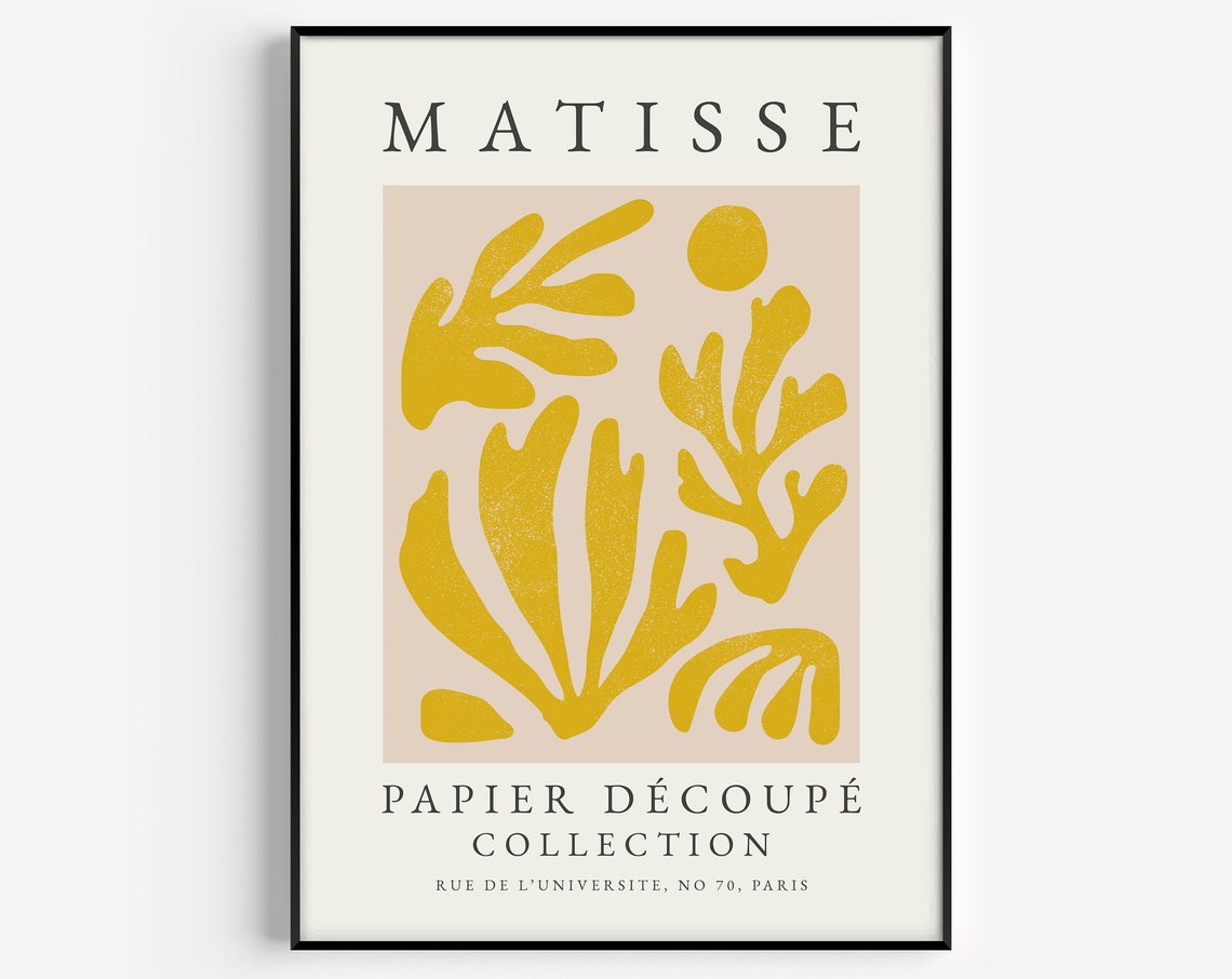 Matisse-Inspired Boho Abstract Yellow Art Print