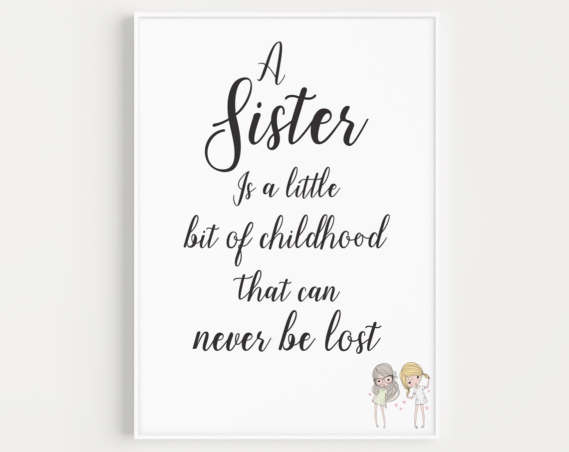 Sister Quote Typography Poster Print, Gift for Sister