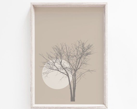 Neutral Tree Print, Minimalist Wall Art