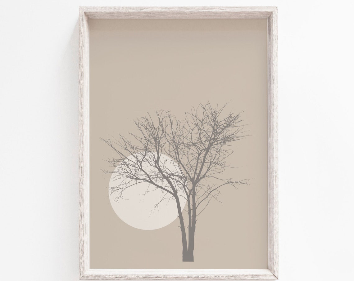 Neutral Tree Print, Minimalist Wall Art