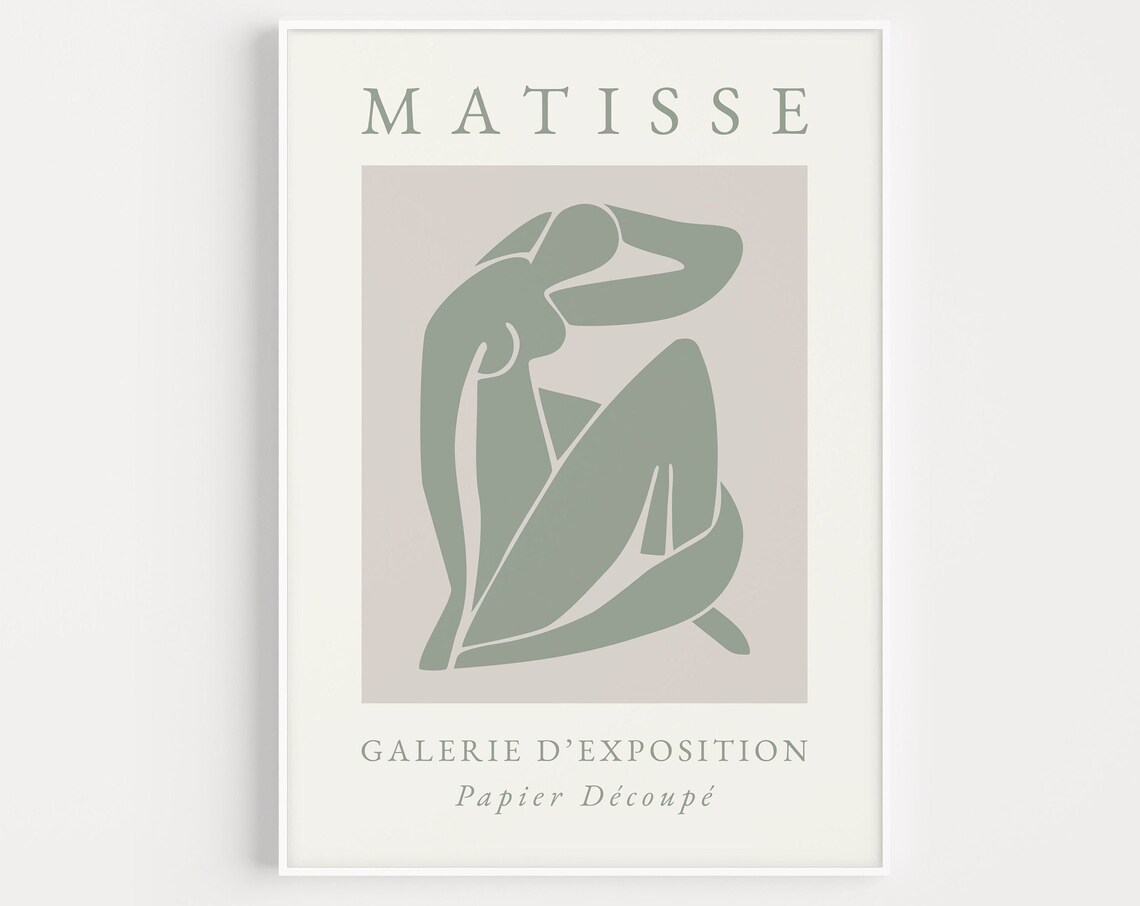 Matisse Sage Green Seated Figure Galerie d'Exposition Cut-Out Poster