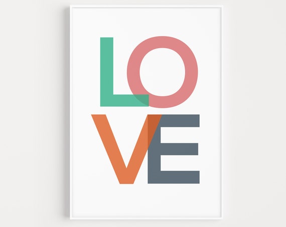 Minimalist Love Art Print, Modern Wall Decor Piece