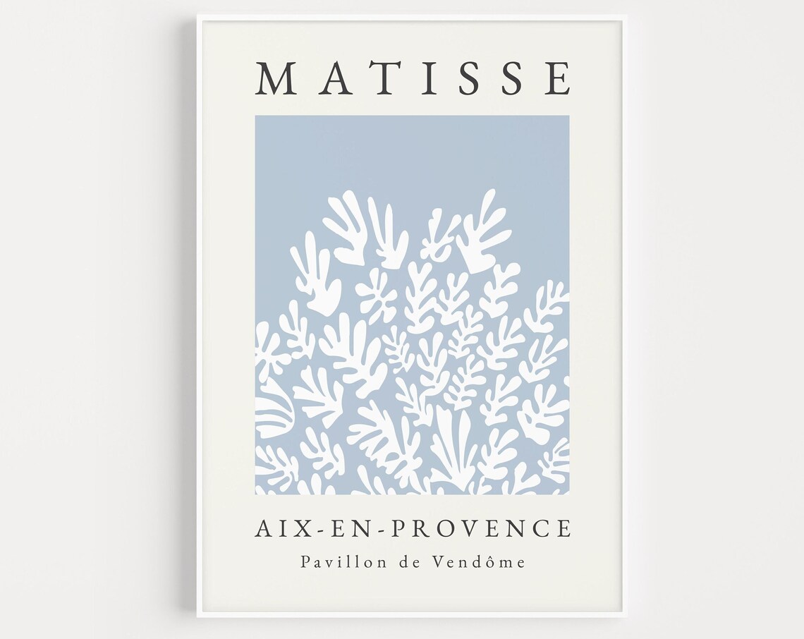 Henri Matisse-Inspired Blue Boho Wall Art Print