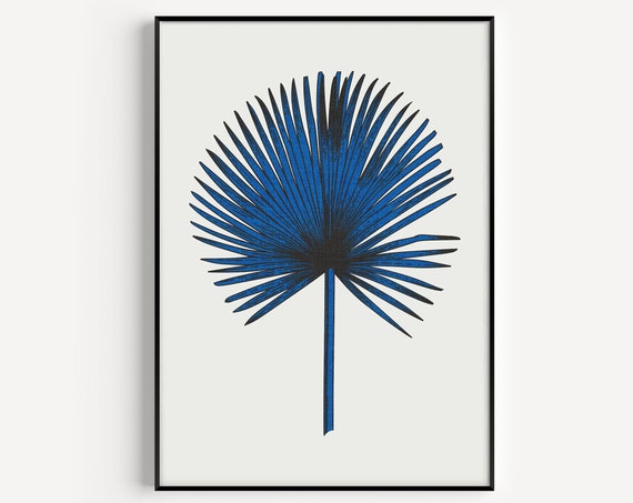 Blue Botanical Leaf Art Print