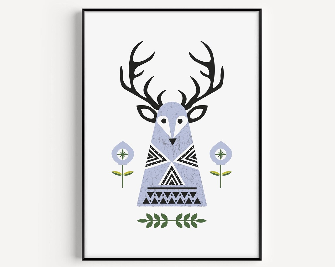 Stag Minimalist Art Print, Scandinavian Modern