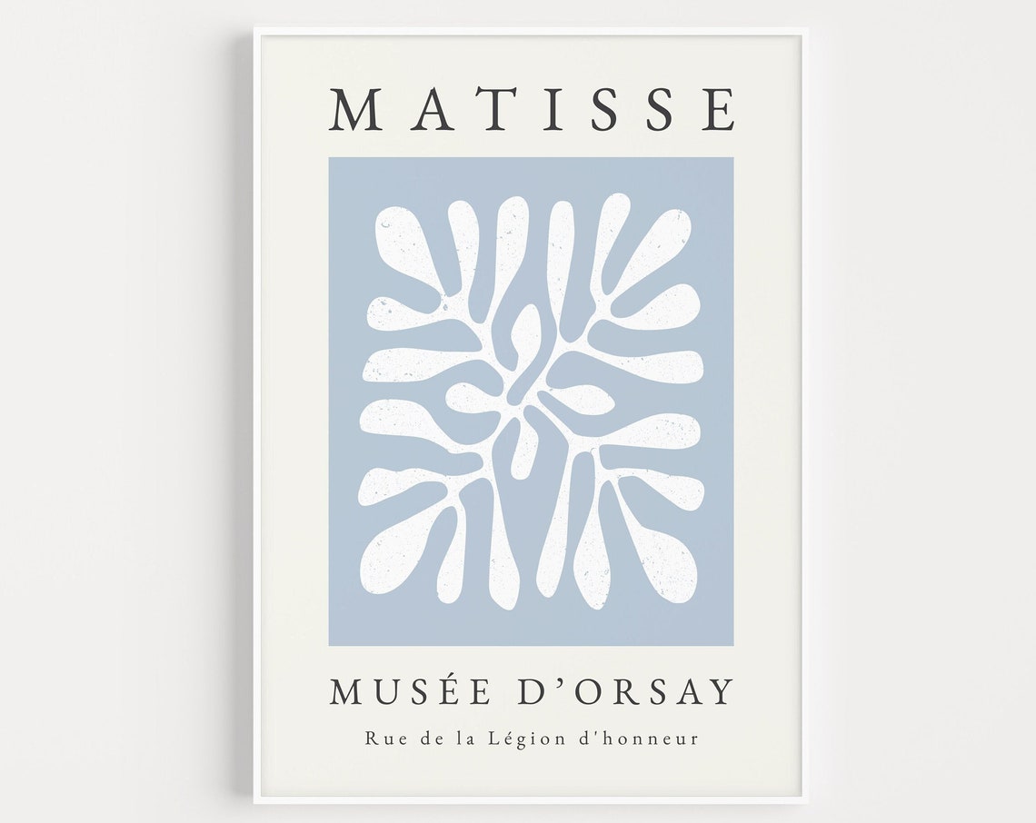 Matisse-Inspired Boho Wall Art, Blue Print