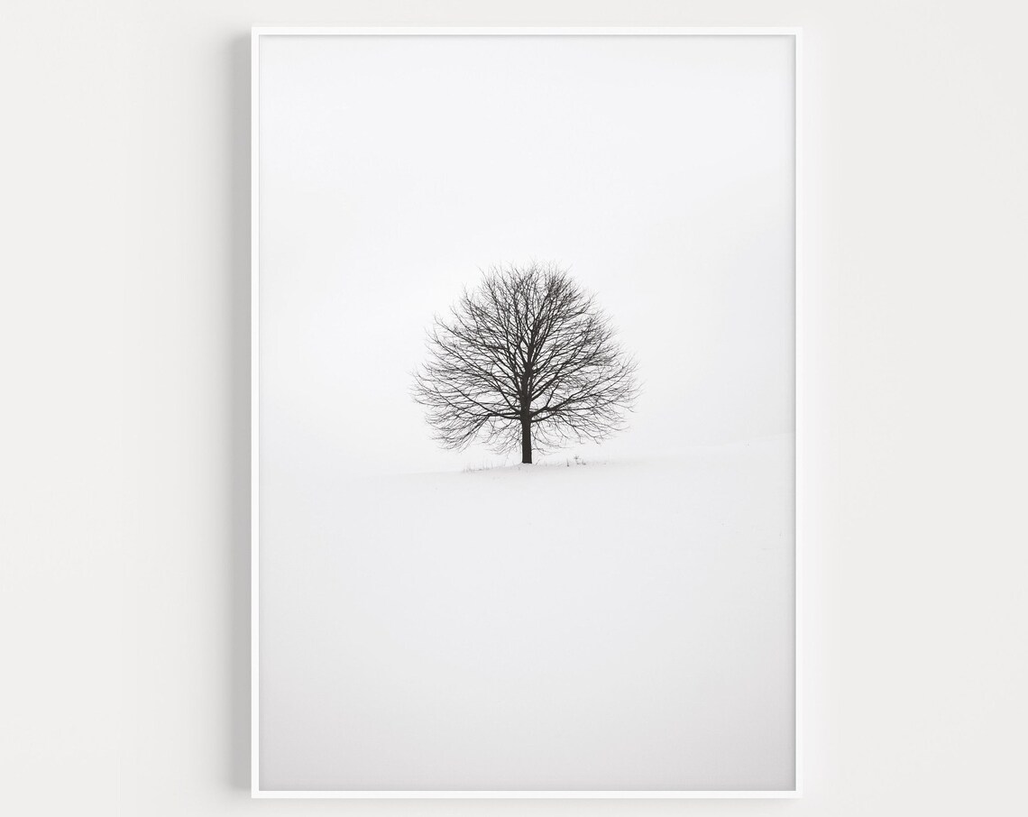 Tree Print, Black White Minimalist Wall Art