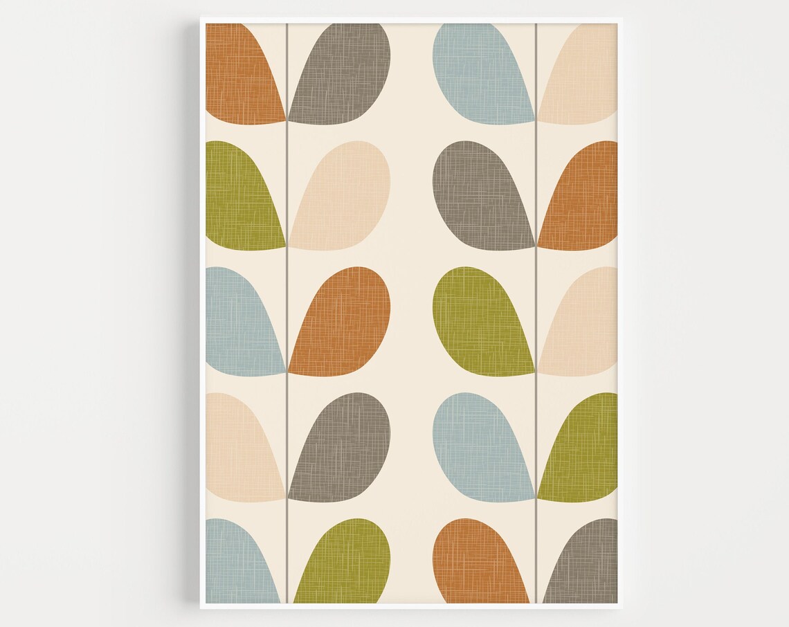 Mid Century Leaf Print, Retro Minimalist Style