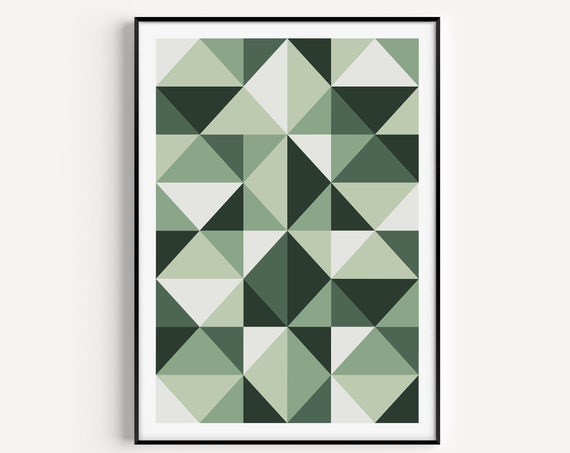Geometric Print Green Wall Art Wall Art Print Instant Green Prints Green Print Triangle Print Wall Art