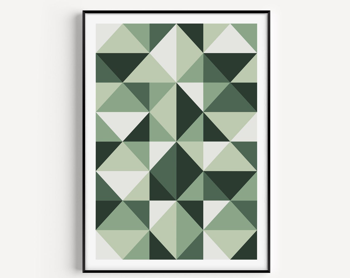 Geometric Print Green Wall Art Wall Art Print Instant Green Prints Green Print Triangle Print Wall Art