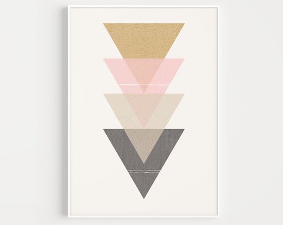 Geometric Print Pink Print Wall Art Print Instant Prints Abstract Art Pink Wall Art Triangle Print Wall Art