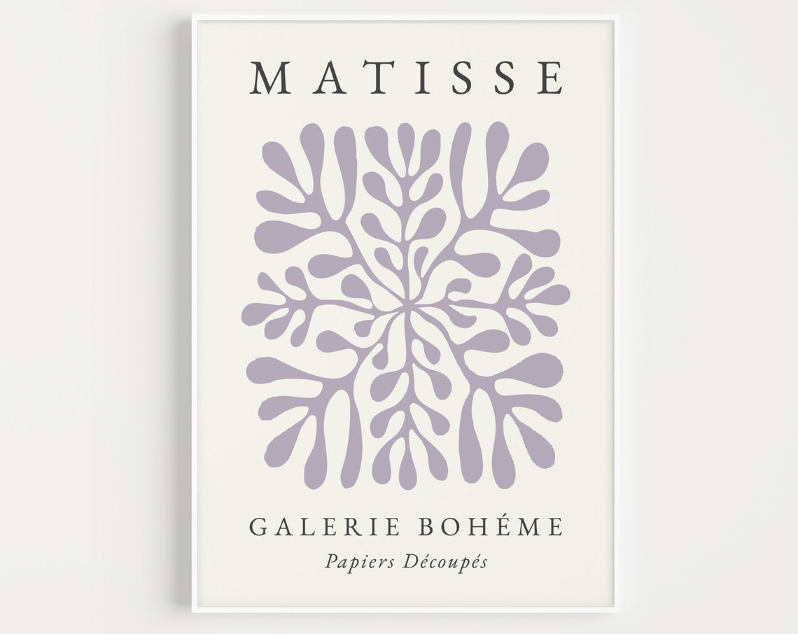 Matisse-Inspired Purple Minimalist Wall Art Print