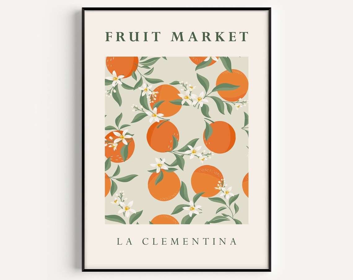 Orange Fruit Kitchen Decor, Citrus Wall Art Print