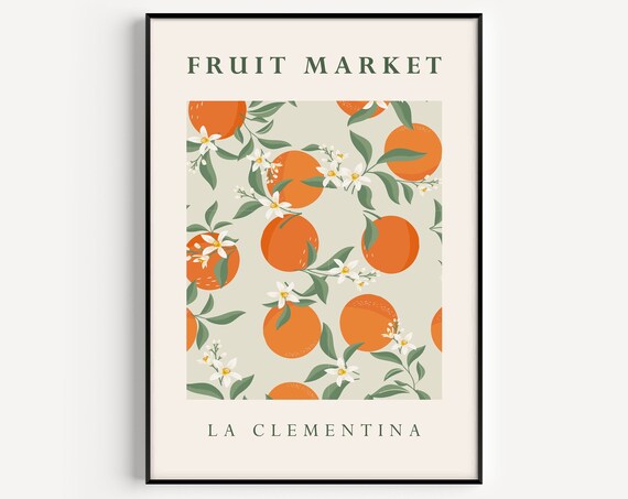 Orange Fruit Kitchen Decor, Citrus Wall Art Print