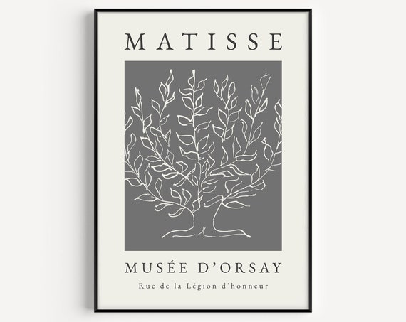 Matisse-Inspired Grey Tree Wall Art, Art Print