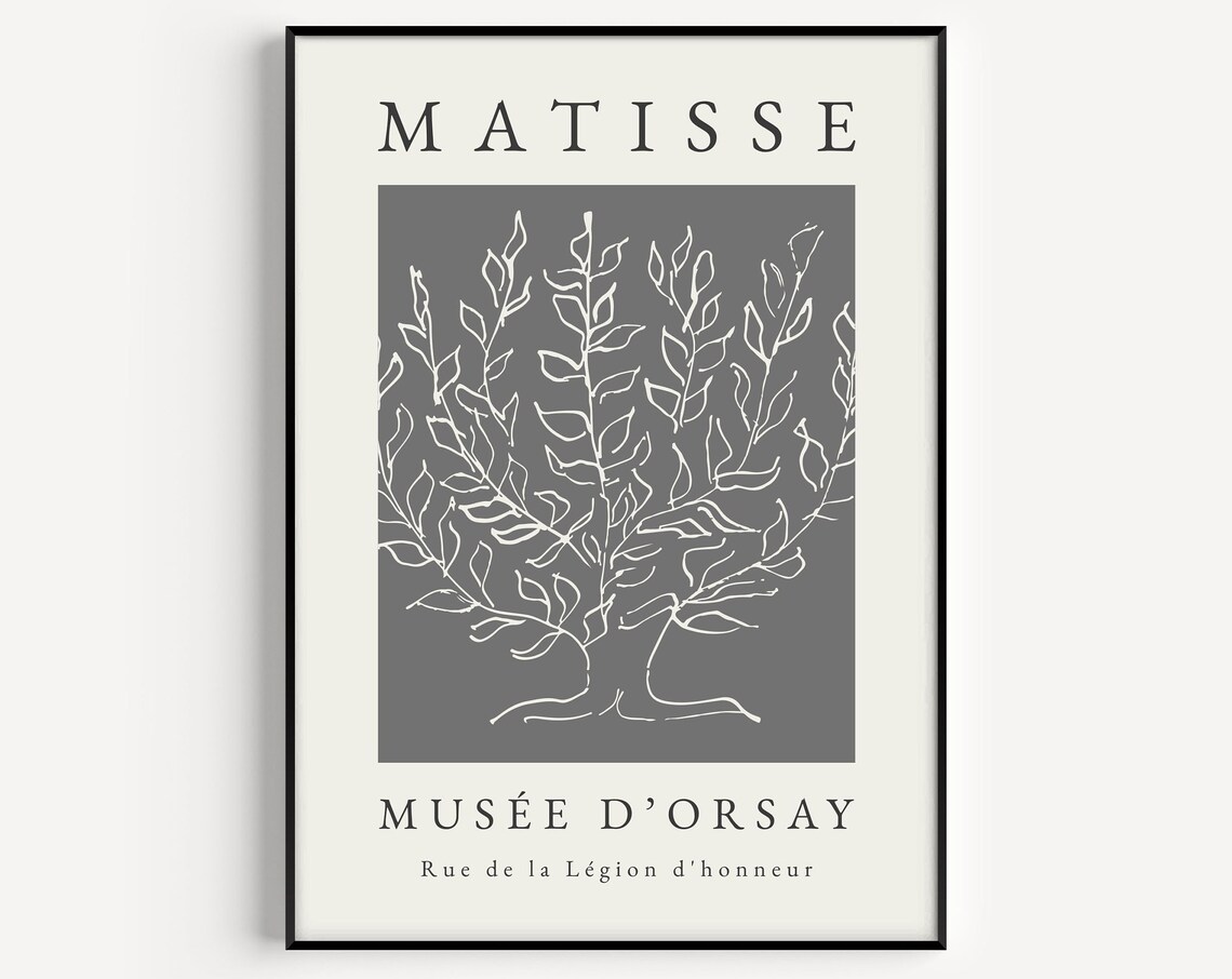 Matisse-Inspired Grey Tree Wall Art, Art Print