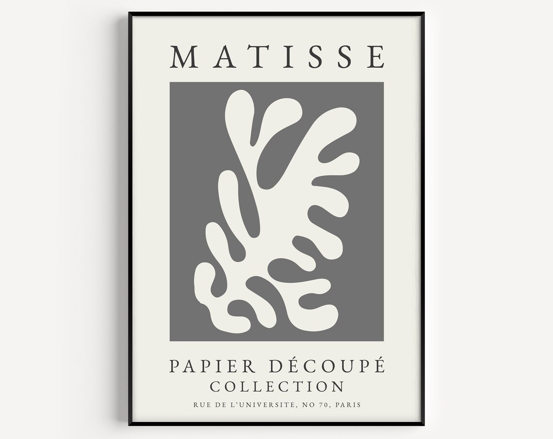 Henri Matisse Boho Art Print, Grey Wall Art
