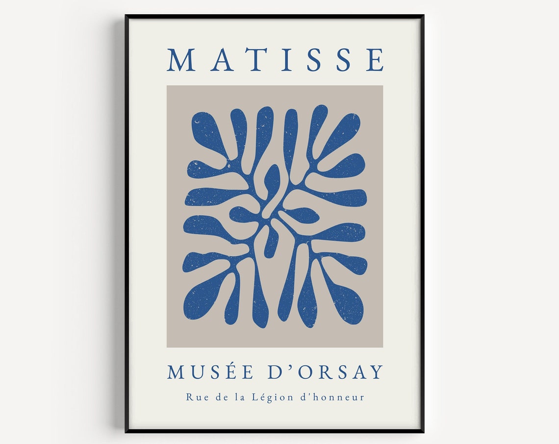 Henri Matisse Boho Blue Art Print, Wall Art