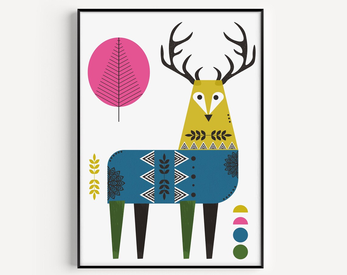 Stag Print, Scandinavian Minimalist Art Print