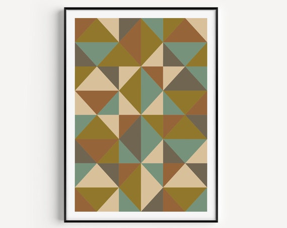 Geometric Print Green Wall Art Wall Art Print Instant Prints Abstract Art Green Print Triangle Print Wall Art