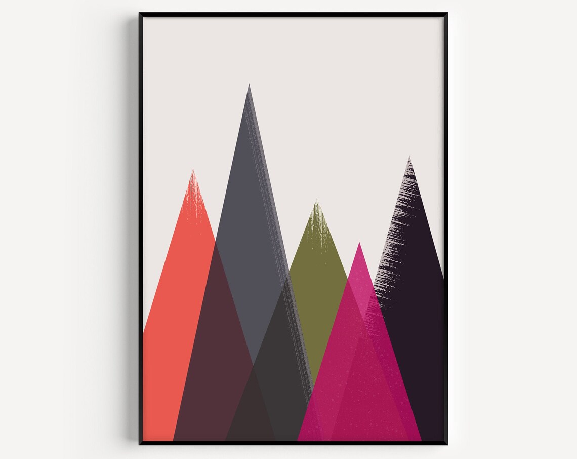 Instant Mountain Print, Scandinavian Minimalist Wall Art