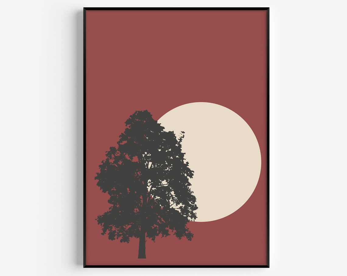 Tree Print Red Print Wall Art Wall Art Print Red Wall Art Minimalist Print Wall Art Tree Wall Art Scandinavian