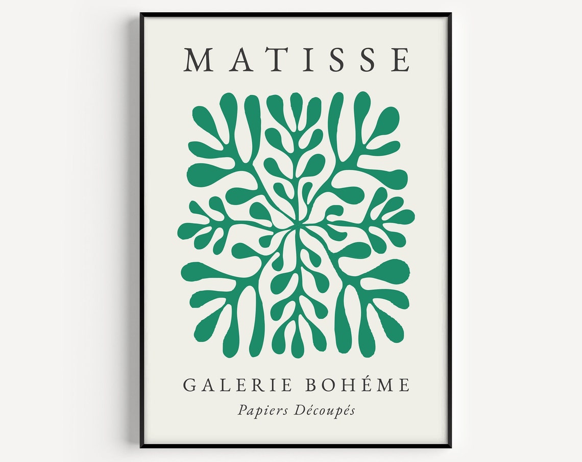 Matisse-Inspired Boho Wall Art, Green Art Print