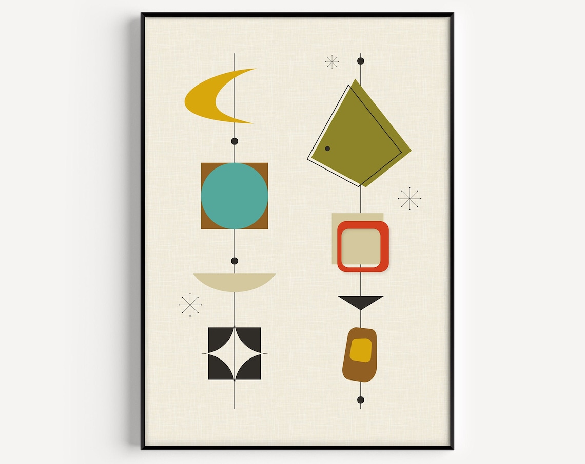 Mid-Century Modern Vintage Retro Wall Art Print